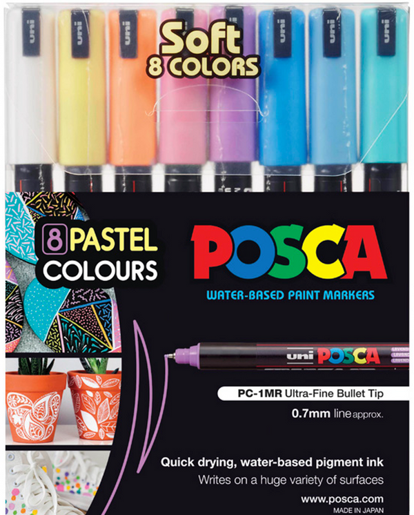 Uniball POSCA 1MR Soft Colour Markers Set (0.9-1.3 mm, 8 Pcs)