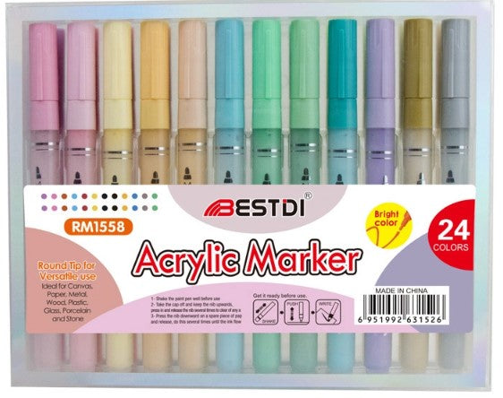 Like it Acrylic Paint Marker Pens 24 Colors Premium Waterproof Acrylic Marker