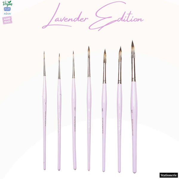 Stationerie Signature Synthetic Handmade Round Set Of 7 Lavender Edition (Premium Oval Grip & Above Class Synthetic)