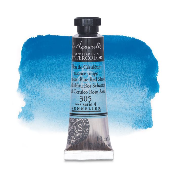 Sennelier l'Aquarelle French Artists' Watercolor 10 ML Cerulean Blue Red Shade