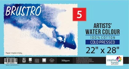 Brustro Artists' Watercolour Paper 100% Cotton CP 300 Gsm, Size - 22" x 28" ( 5 sheets )