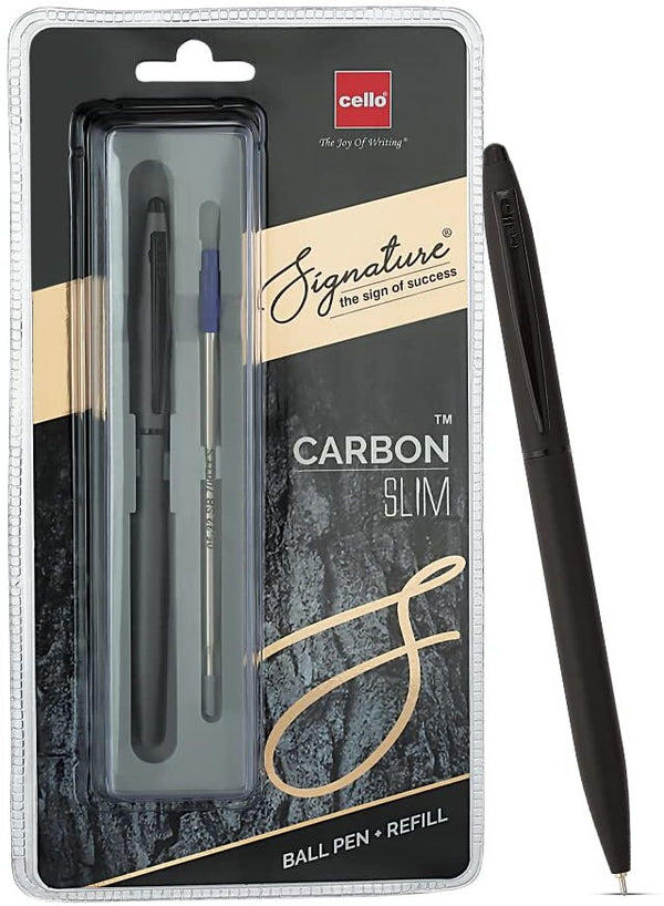 Cello Signature Carbon Slim Ball Pen (Ink Color - Blue)