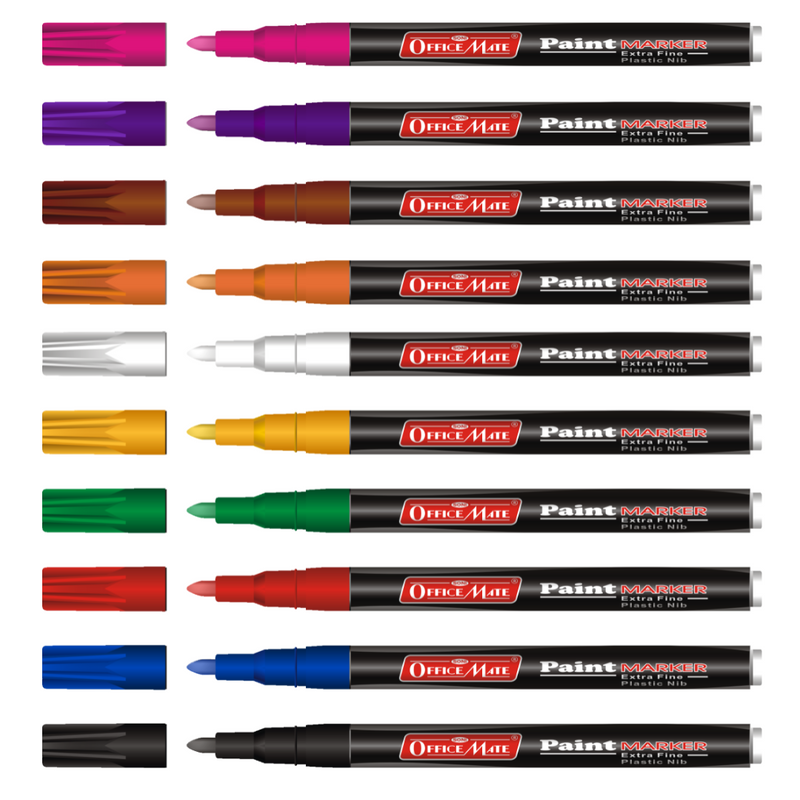Soni Officemate Fine Tip Paint Markers Pen (Mix) - Pack of 10