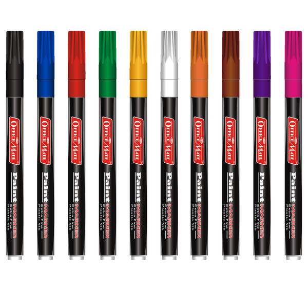 Soni Officemate Fine Tip Paint Markers Pen (Mix) - Pack of 10