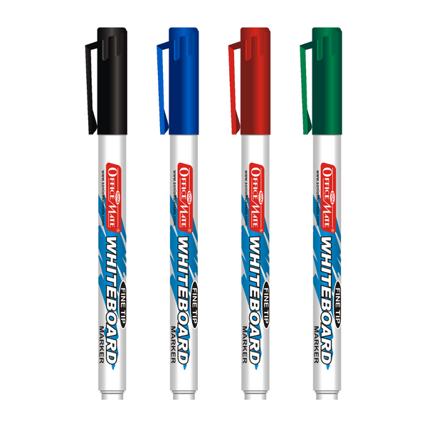 Soni Officemate Slim Whiteboard Marker, Assorted Colour - Pack of 4