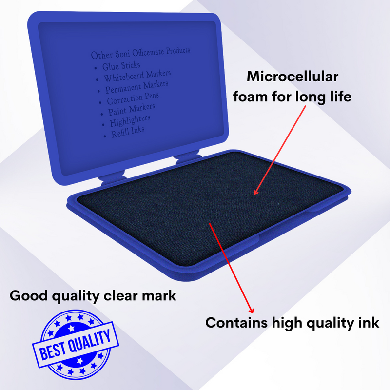 Soni Officemate Large Stamp Pad BLUE - Pack of 1