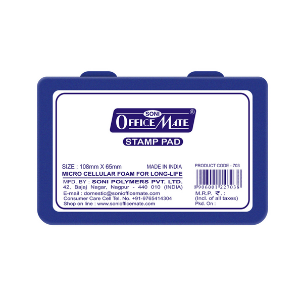 Soni Officemate Small Stamp Pad - Pack of 20 (Blue)