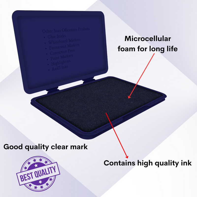 Soni Officemate Large Stamp Pad for Office - Pack of 5 (Violet)