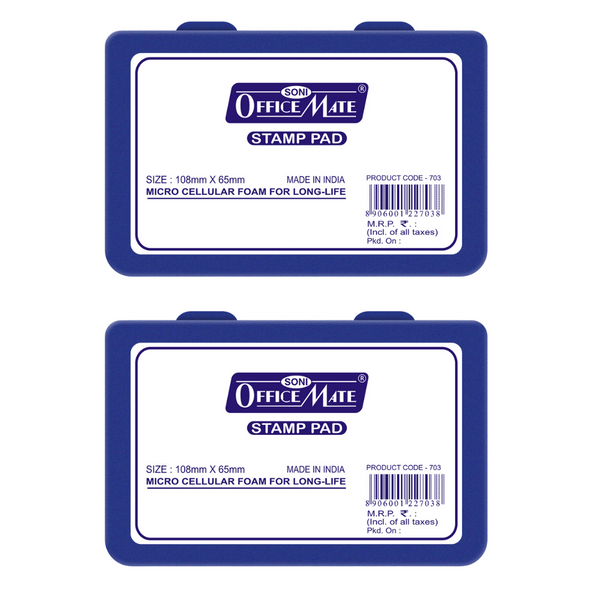 Soni Officemate Stamp Pad small BLUE - Pack of 2