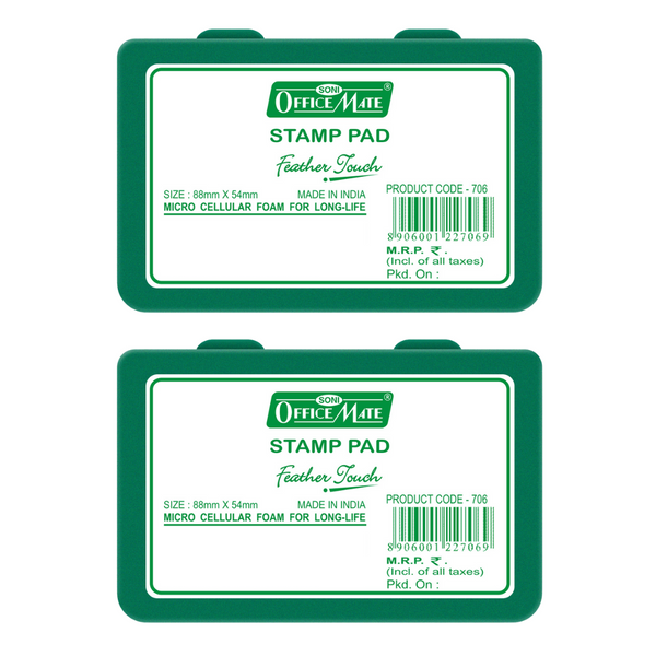 Soni Officemate Stamp Pad small GREEN - Pack of 2