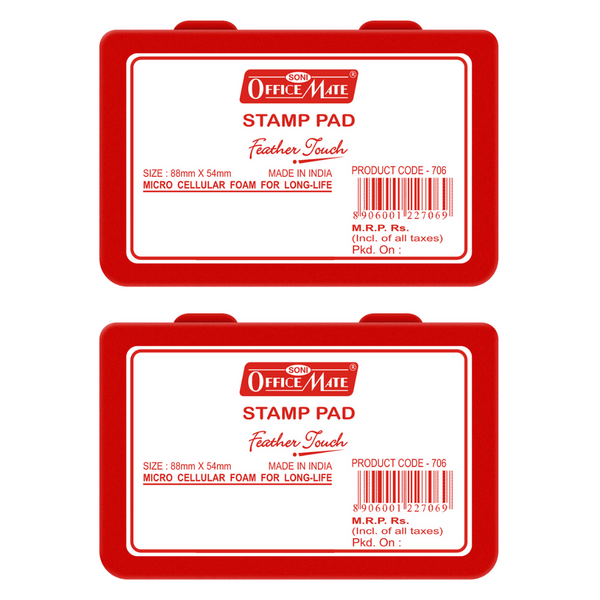 Soni Officemate Stamp Pad small RED - Pack of 2