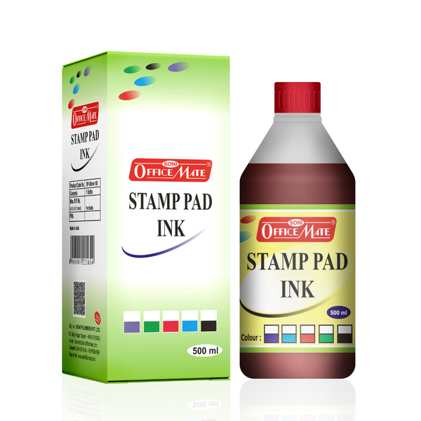 Soni Officemate Stamp Pad Ink (Red, 500 Ml, Pack of 1)