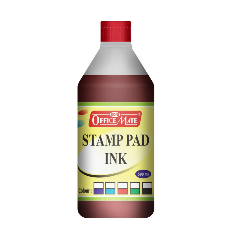 Soni Officemate Stamp Pad Ink (Red, 500 Ml, Pack of 1)
