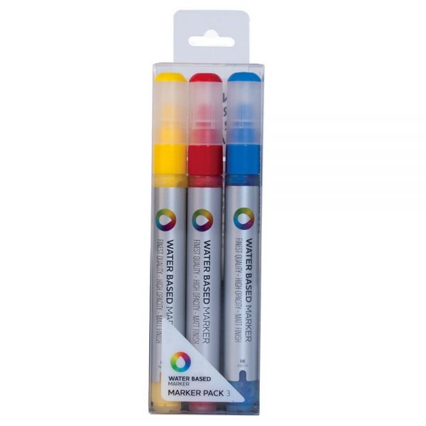 MTN (Spain) Acrylic marker 3mm Blue , Yellow & Red . ( Refillable with MTN Water Based Paint Or any other paint )