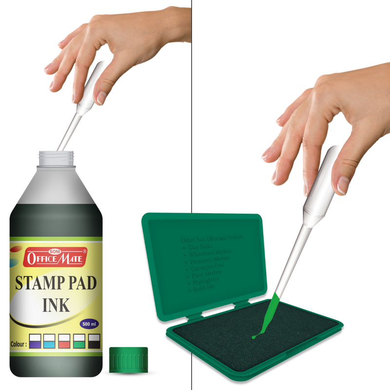 Soni Officemate Stamp Pad Ink (Green, 500 Ml, Pack of 1)