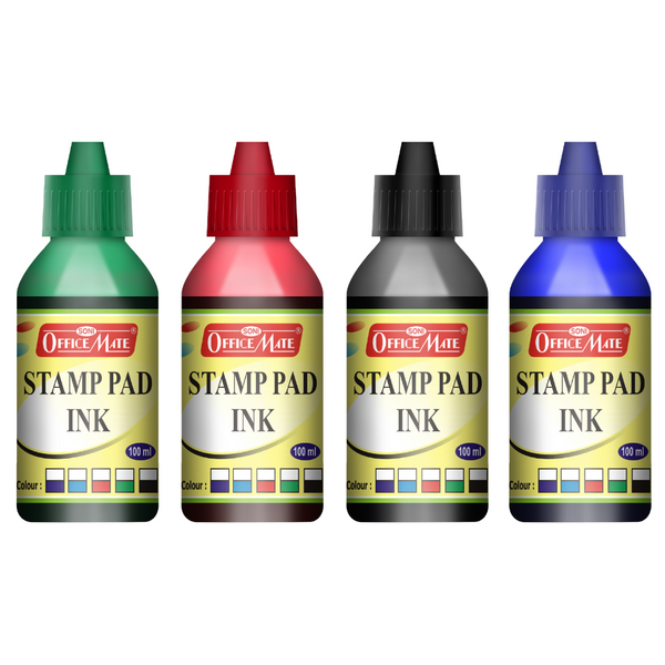Soni Officemate Stamp Pad Ink (100 Ml, Pack of 4) (mix)