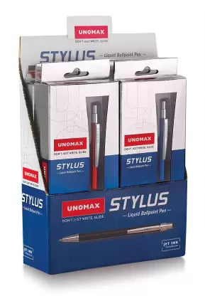 UNOMAX Stylus Premium Metal Body Ball Pen (Pack of 6, Ink Color - Blue)