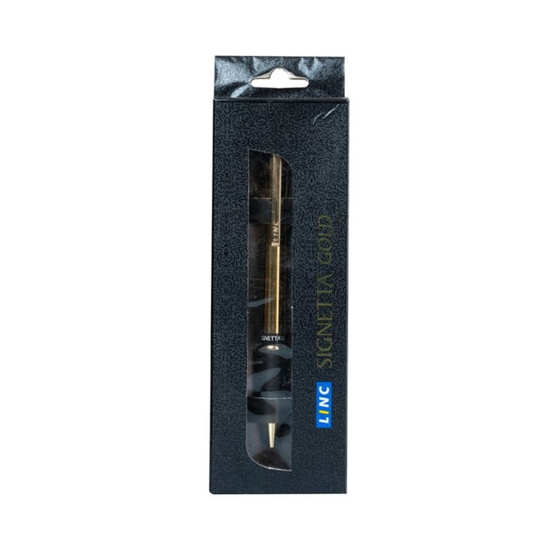 Linc Signetta Gold Retractable 0.7mm Ball Pen, Blue Ink, Gold Body, Pack of 3