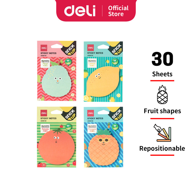 Deli WA55602 Sticky Notes, 30 Sheets, 80 gsm, 76x76mm, Pineapple Shape , 1 Pc