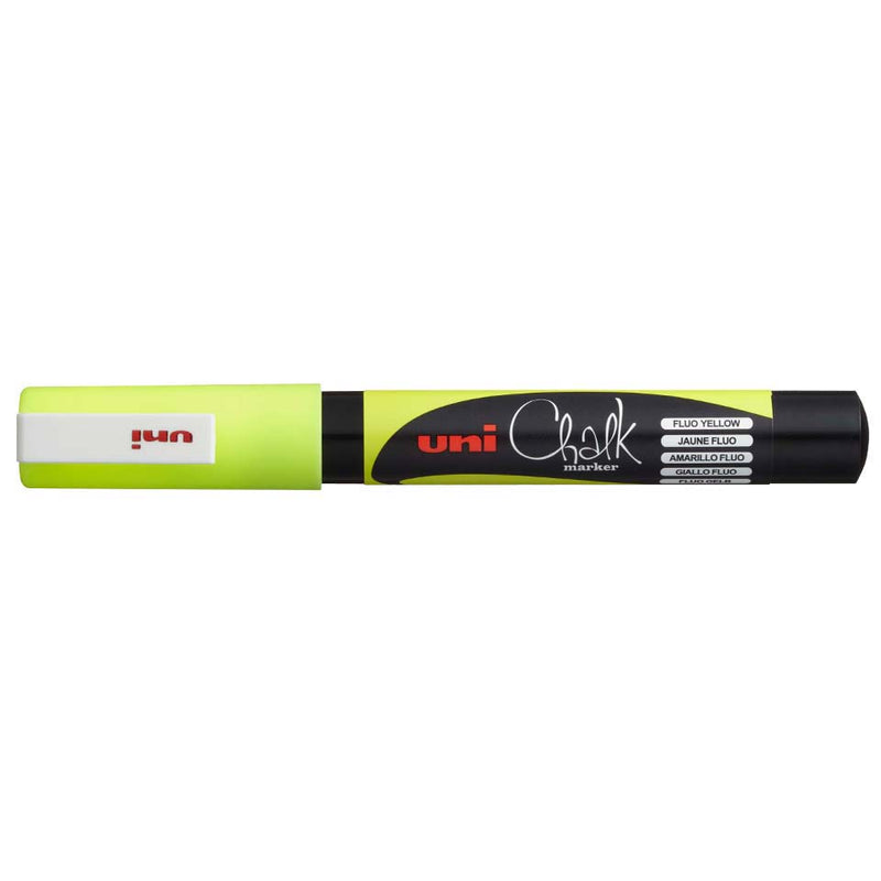 Uni Liquid Chalk Marker (PWE -3MS) 1.3 mm | Fluorescent Yellow Ink | Erasable Board & Glass Marker