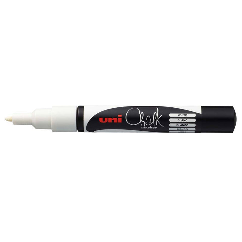 Uni Liquid Chalk Marker (PWE-3MS) 1.3 mm | White Ink | Erasable Glass & Blackboard Marker