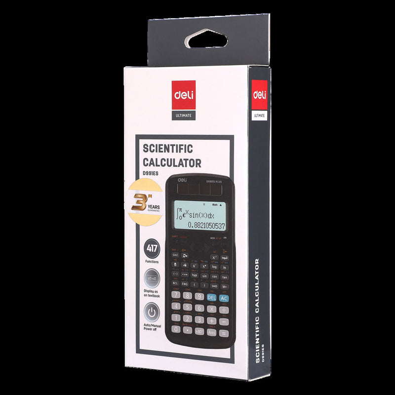 Deli ED991ES Scientific Calculator , Textbook Display , Calculator 417F , Black Body , 1 Pc