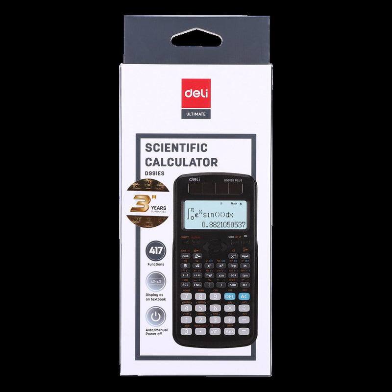 Deli ED991ES Scientific Calculator , Textbook Display , Calculator 417F , Black Body , 1 Pc