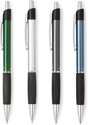 UNOMAX Turbo Glide Anodized Body Retractable Ball Pen (Pack of 10, Ink Color - Blue)