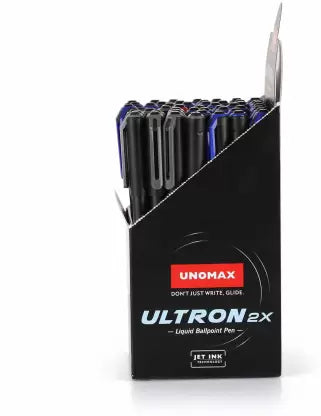 UNOMAX Liquid Ball Point Ball Pen (Pack of 50, Ink Color - Blue, Black, Red)