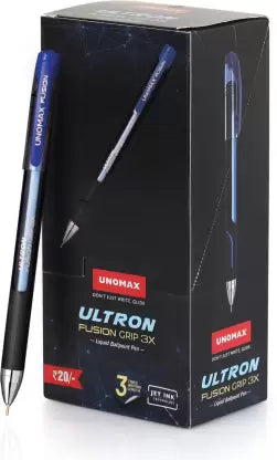 UNOMAX Ultron Fusion Grip 3X Blue Ball Pen (Pack of 20, Ink Color - Blue)