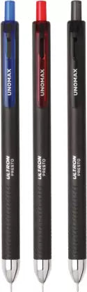 UNOMAX Ultron Presto Ball Pen (Pack of 50, Ink Color - Blue, Black, Red)