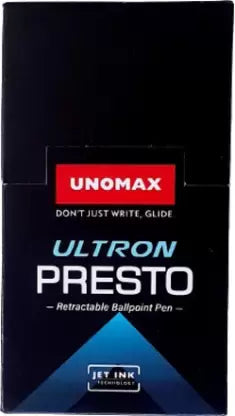 UNOMAX Ultron Presto Ball Pen (Pack of 50, Ink Color - Blue, Black, Red)