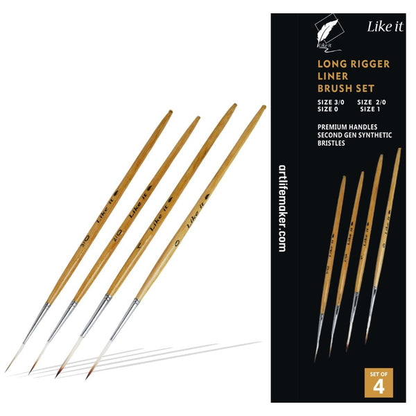 Like it Long Liner/Detailing Paint Pointed Rigger Script Brushes Range Size: 000, Size: 00, Size: 0, Size: 1