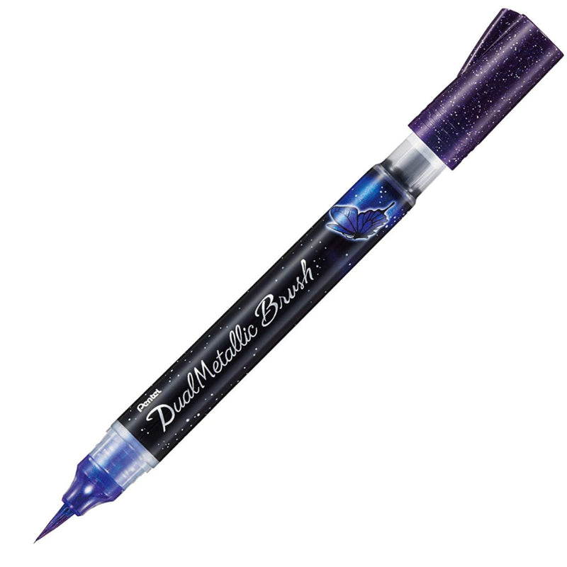 PENTEL XGFH-DVX DUALMETALLIC BRUSH PEN - VIOLET+METALLIC BLUE