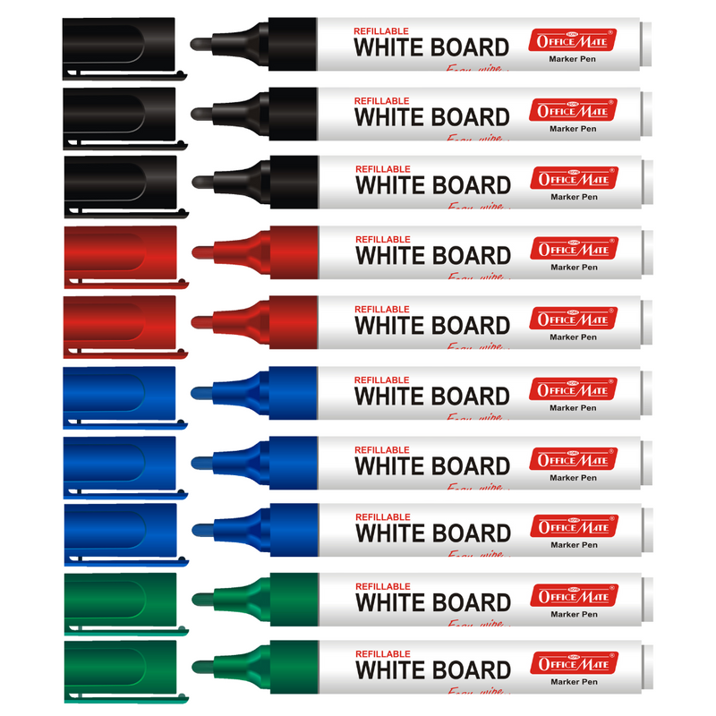 Soni Officemate Whiteboard Marker Assorted colour - Pack of 10
