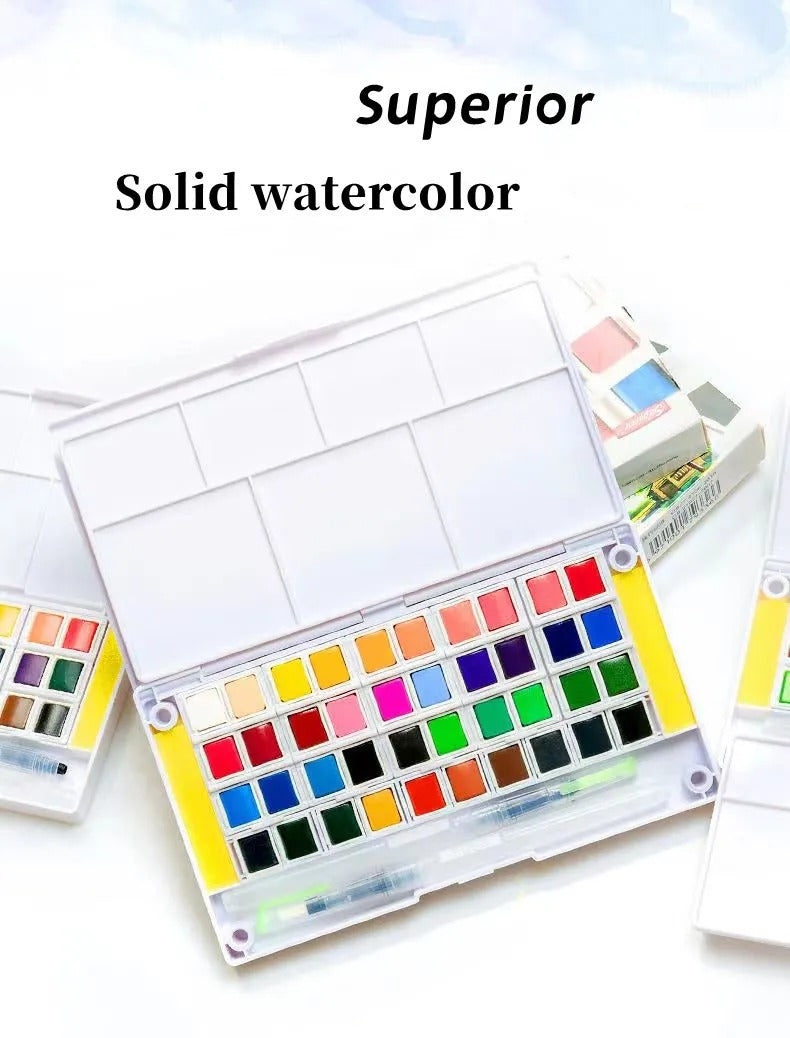 Like it Superior Solid Assorted Watercolor Paints Set of 48 Travel Pocket Professional Art Supplies for Beginner Artists