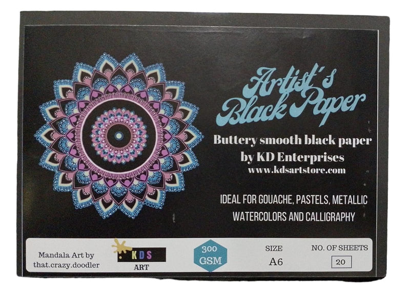 KDS Art Artist’s Black Paper Size A6 Sheets 20 (Pack of 3) with Daniel Smith Dot Card Free 18 Color