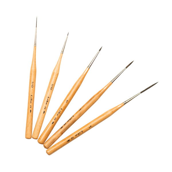 Like it Detail Paint Brush Set 5pcs Miniature Brushes for Fine Detailing & Art Painting Miniatures.Beige Sizes (5/0 Detailer, 5/0 Liner, 1 Detailer, 1 Liner, and 1 Rigger)