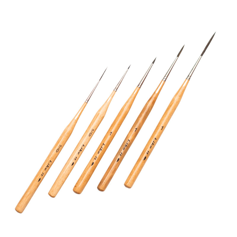 Like it Detail Paint Brush Set 5pcs Miniature Brushes for Fine Detailing & Art Painting Miniatures.Beige Sizes (5/0 Detailer, 5/0 Liner, 1 Detailer, 1 Liner, and 1 Rigger)