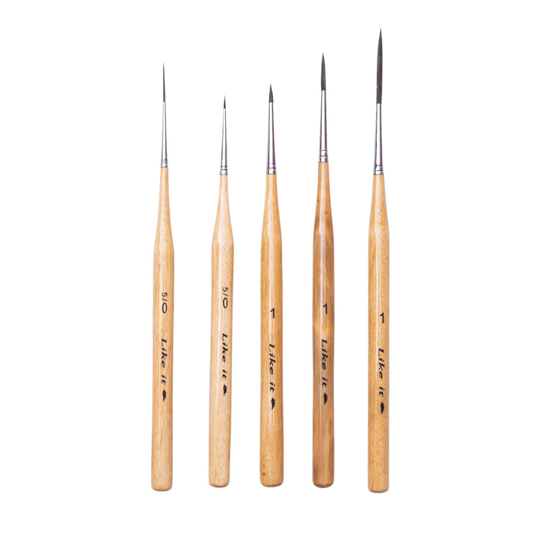 Like it Detail Paint Brush Set 5pcs Miniature Brushes for Fine Detailing & Art Painting Miniatures.Beige Sizes (5/0 Detailer, 5/0 Liner, 1 Detailer, 1 Liner, and 1 Rigger)