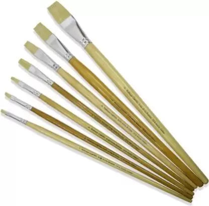 Kokuyo Camlin White Bristle Brushes (Set of 7, Brown)