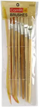 Kokuyo Camlin White Bristle Brushes (Set of 7, Brown)