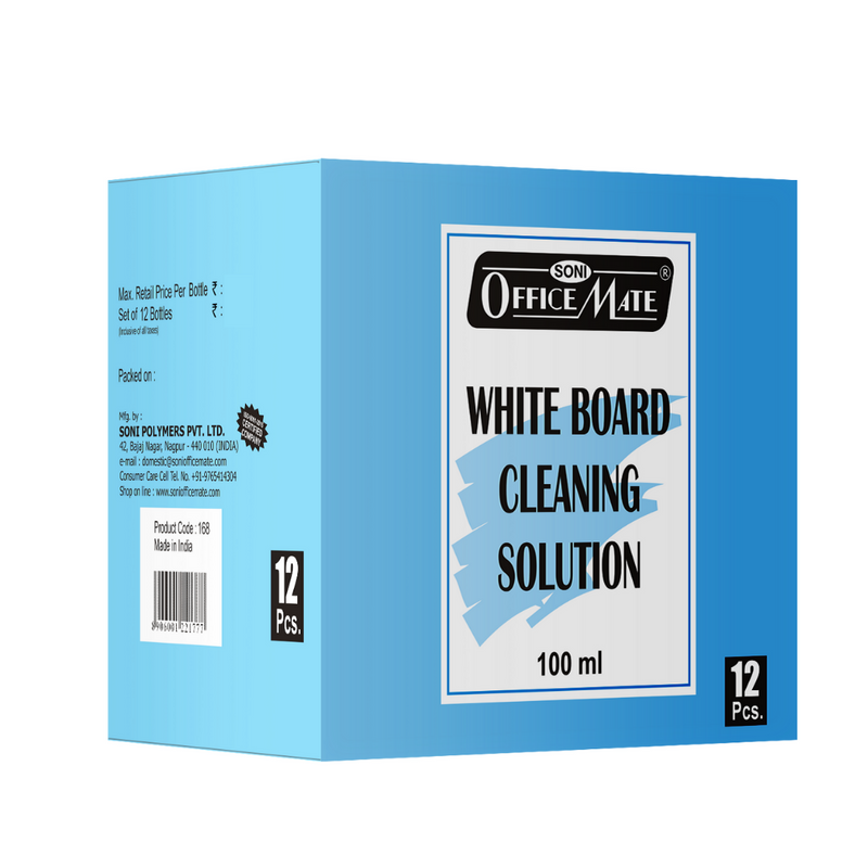Soni Officemate Whiteboard Cleaning Solution, 100 Ml - Pack of 12