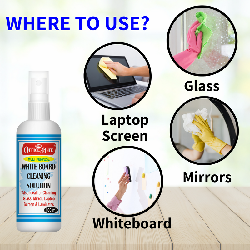 Soni Officemate Whiteboard Cleaning Solution, 100 Ml - Pack of 12