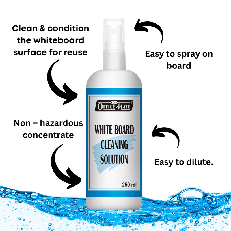 Soni Officemate Whiteboard Cleaning Solution, 250 Ml - Pack of 6