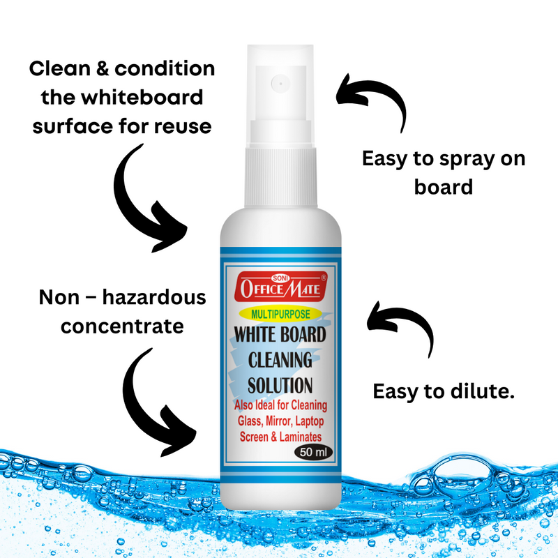 Soni Officemate Whiteboard Cleaning Solution, 50 Ml - Pack of 1