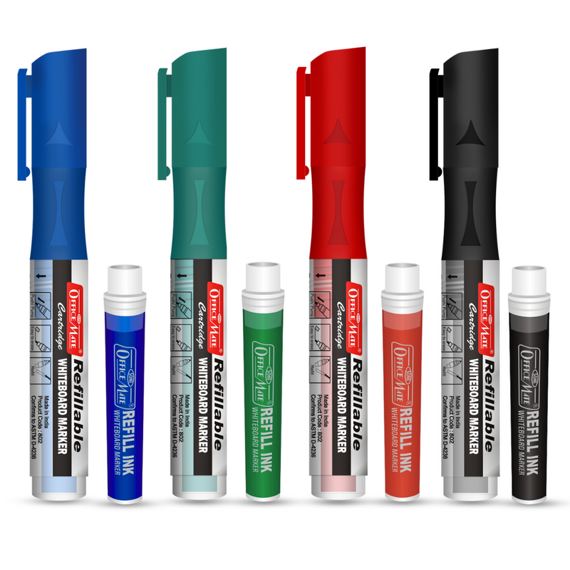 Soni Officemate Combo of Four Liquid Whiteboard Marker and Four Refills ( 4 Liquid Whiteboard Marker +4 Refills)