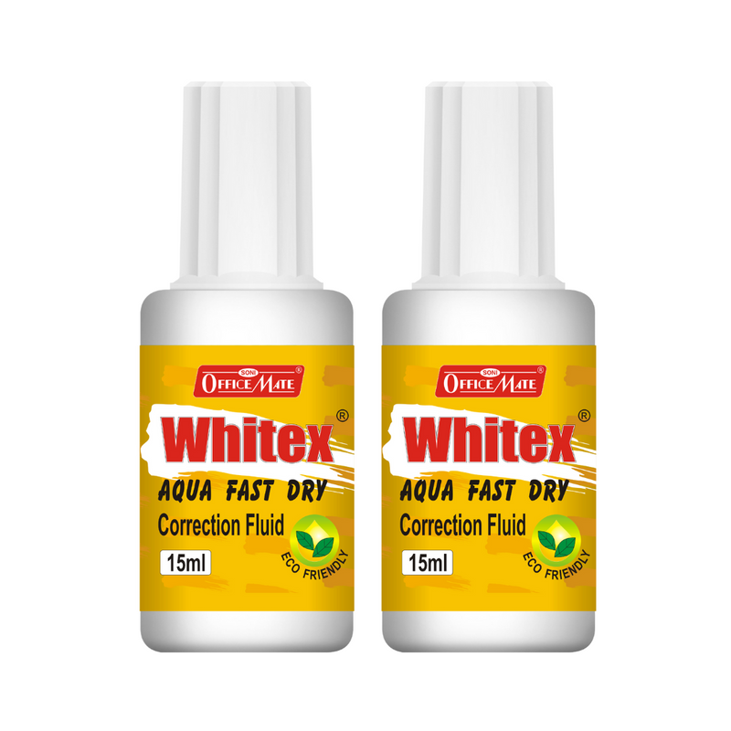 Soni Officemate Whitex Correction Fluid, 15 Ml - Pack of 2