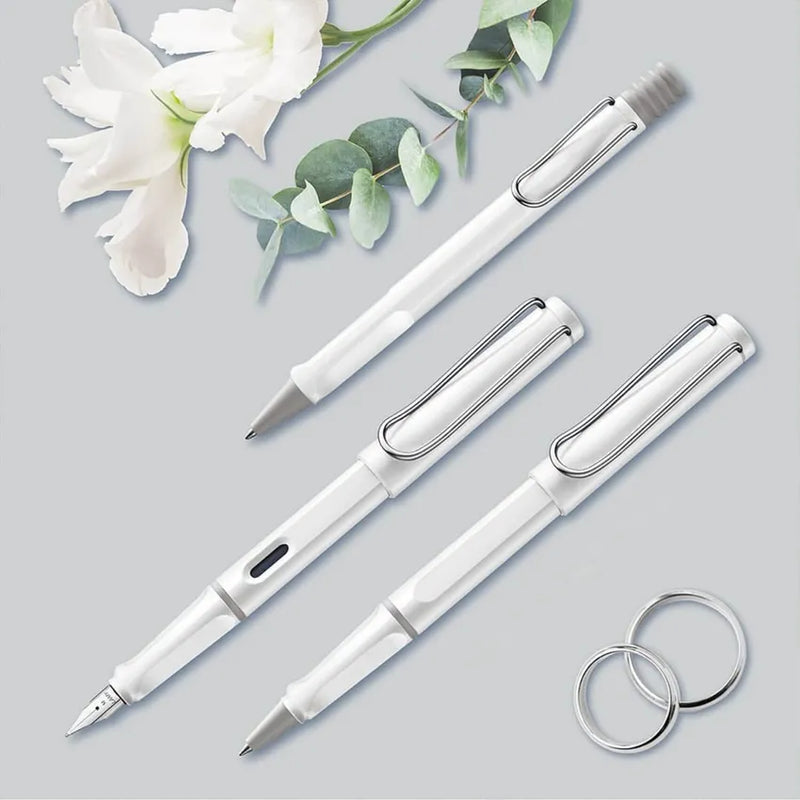 Lamy Safari A019 Fountain Pen Medium White With Chrome Plated Clip