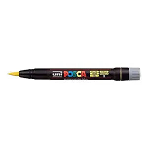 Uni Posca Brush Marker PCF-350 Non-Toxic Water-Based 5 Pcs | Yellow Ink |